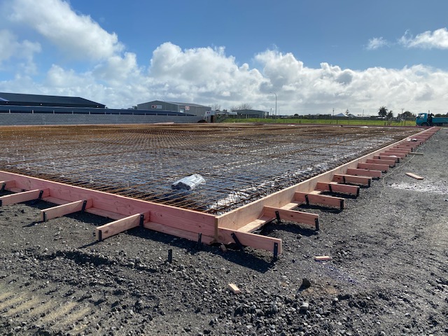 Boxing and reinforcing mesh ready for a floor pour